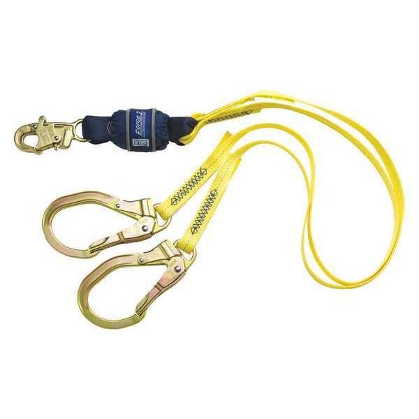 Shock-Absorbing Lanyard, 6 ft., 310 lb. Weight Capacity, Yellow