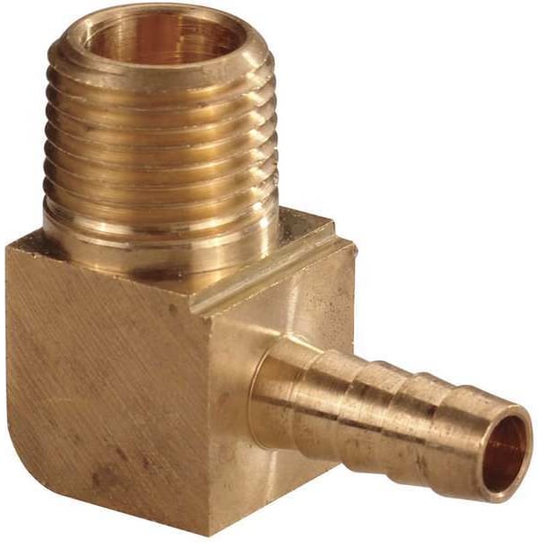 90 Degrees Elbow Crimped or Hose Clamp, 3/8 in Hose I.D, 1/4 in Thread