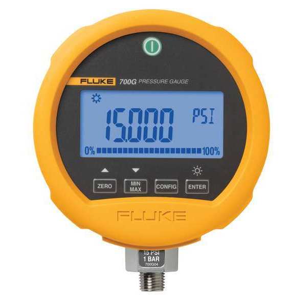 Digital Compound Gauge, -14 to 0 to 3000 psi, 1/4 in MNPT, Metal, Silver