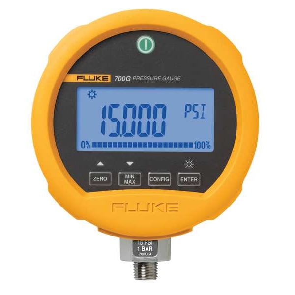 Digital Compound Gauge, -12 to 0 to 300 psi, 1/4 in MNPT, Metal, Silver