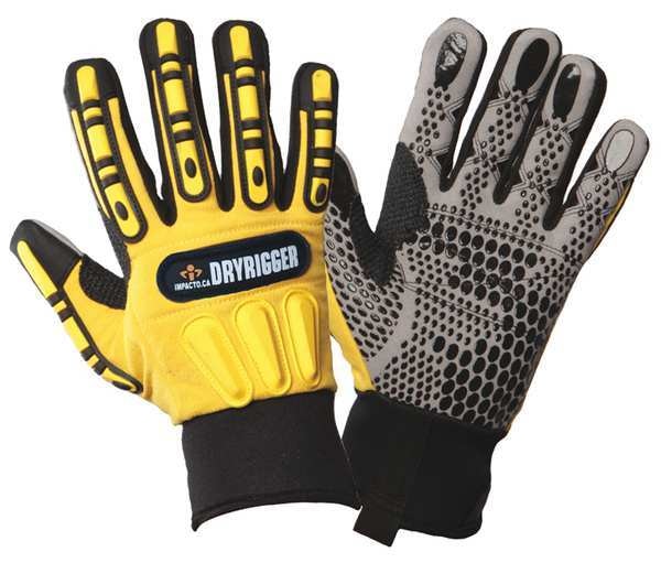 Anti-Vibration Gloves, L, Black/Yellow, PR