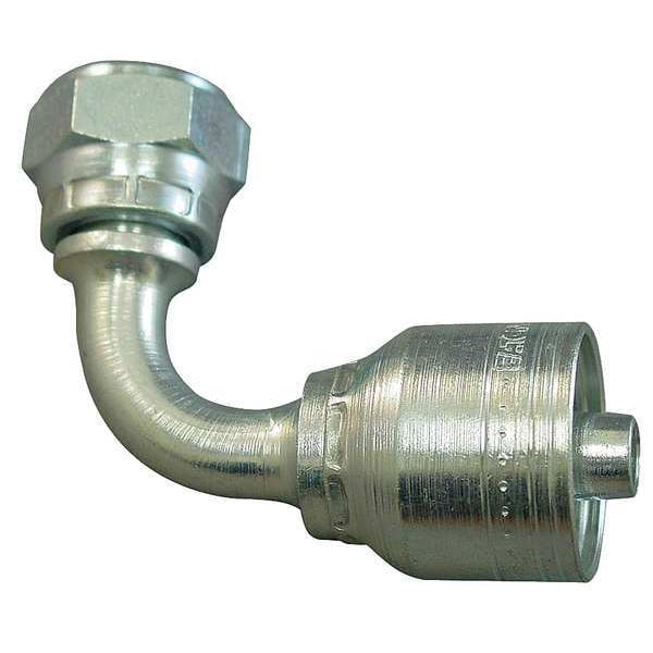 Hose Fitting, Crimp, BSPP, 90, 3/8, G 3/8
