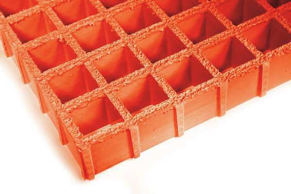 Molded Grating, 36 in Span, Grit-Top Surface, Vi-Corr Resin, Orange