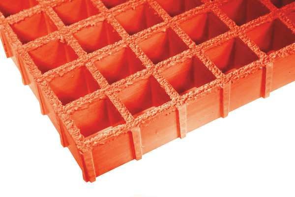 Molded Grating, 48 in Span, Grit-Top Surface, Vi-Corr Resin, Orange