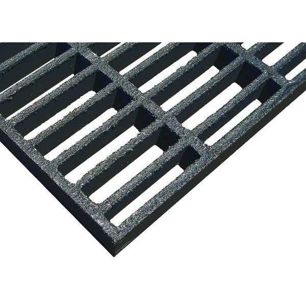Molded Grating, 36 in Span, Grit-Top Surface, Corvex Resin, Dark Gray