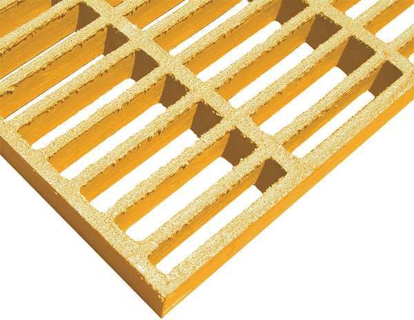 Molded Grating, 36 in Span, Grit-Top Surface, Corvex Resin, Yellow