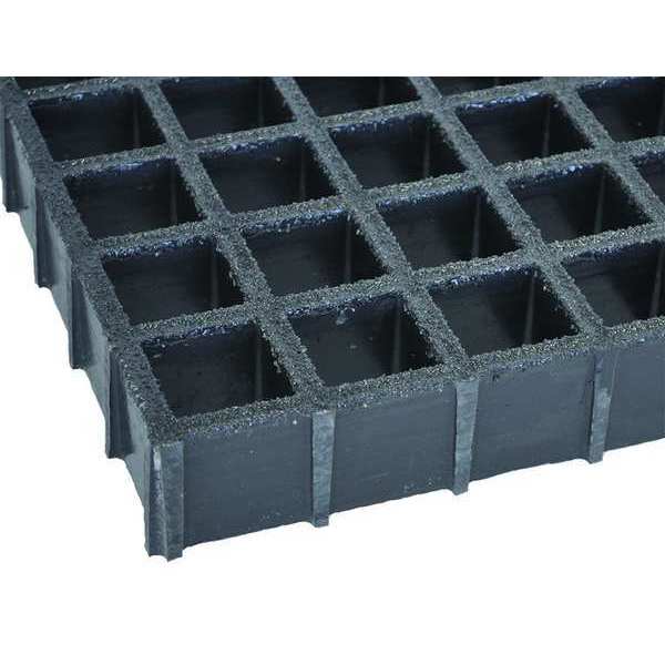 Molded Grating, 96 in Span, Grit-Top Surface, Corvex Resin, Dark Gray
