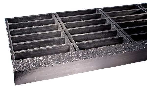 Stair Treads, Meniscus with Grit Nosing Surface, Corvex Resin, Yellow