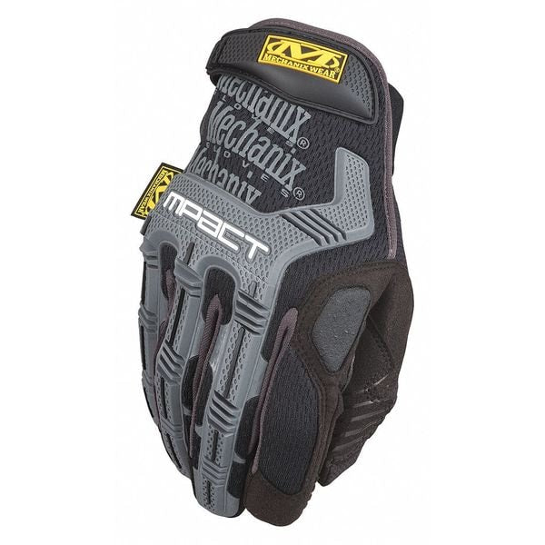 M-Pact Impact Resistant Work Gloves, Vibration Absorption, TPR, Black/Gray, Large, 1 Pair