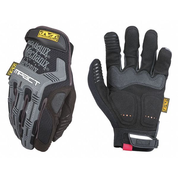 M-Pact Impact Resistant Work Gloves, Vibration Absorption, TPR, Black/Gray, XL, 1 Pair