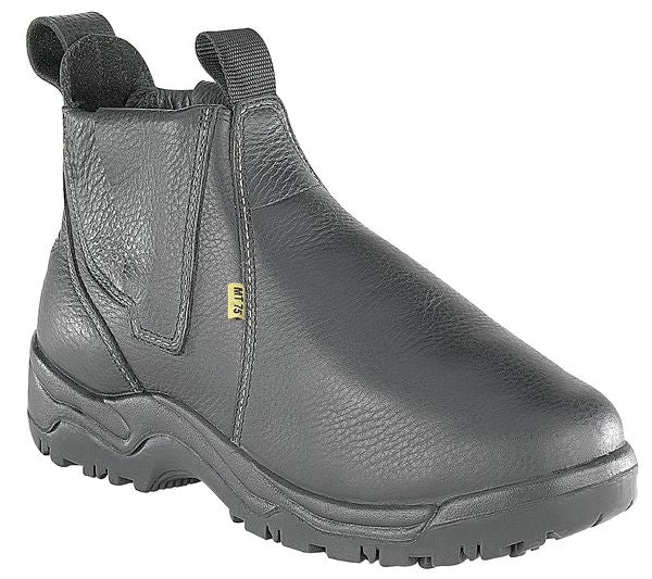 Size 6 Men's Pull On Steel Work Boots, Black