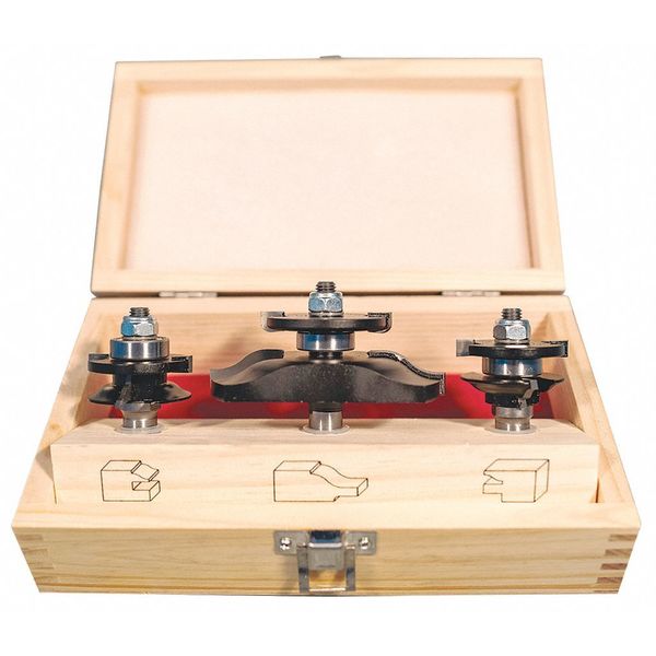 Router Bit Set, Raised Panel, 1/2S, 3 Pc