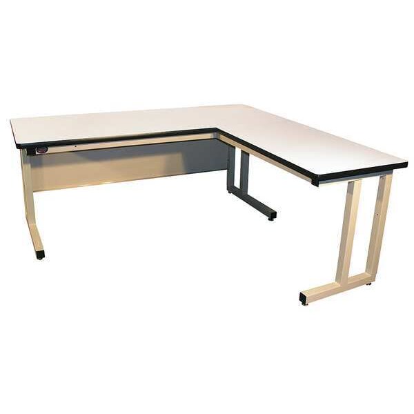 L-Shaped Workbench, ESD Laminate, 72 in W, 30 in Height, 750 lb, Cantilever