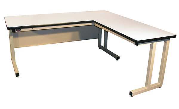 L-Shaped Workbench, Laminate, 72 in W, 30 in Height, 750 lb, Cantilever