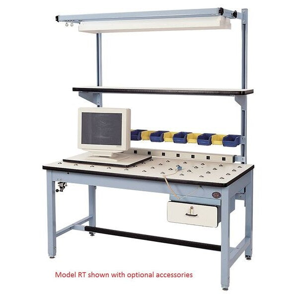 Bolted Workbench, Laminate, 60 in W, 30 in to 36 in Height, 800 lb, Straight
