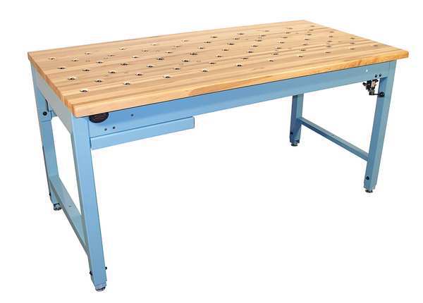 Bolted Workbench, Butcher Block, 60 in W, 30 in to 36 in Height, 800 lb, Straight
