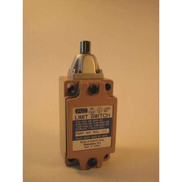 Limit Switch, Plunger, Push Rod, 1NC/1NO, 10A @125V AC