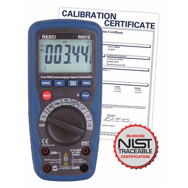 True RMS Waterproof Digital Multimeter with Calibration Certificate