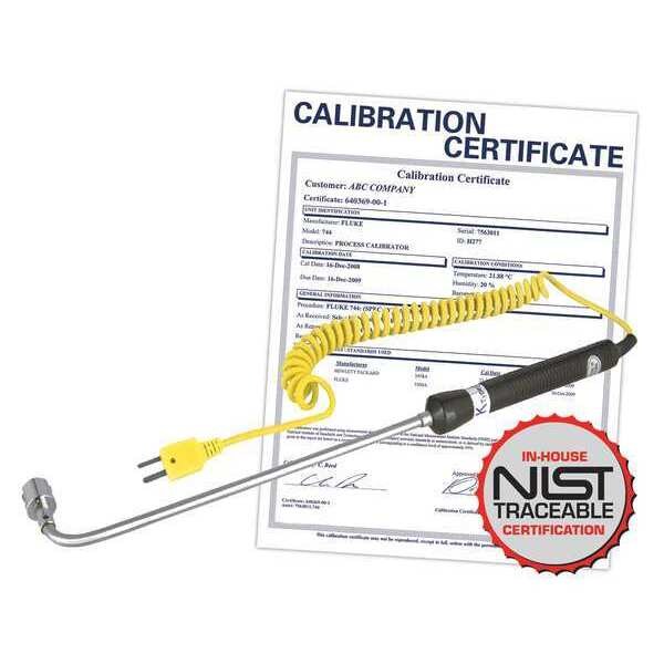 Right Angle Thermocouple Surface Probe, Type K, -58 to 932Â°F (-50 to 500Â°C) with NIST Calibration Certificate