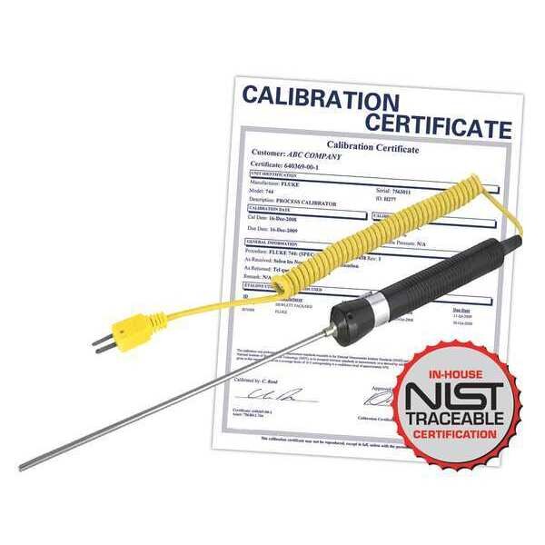 Immersion Thermocouple Probe, Type K, -58 to 1112Â°F (-50 to 600Â°C) with NIST Calibration Certificate