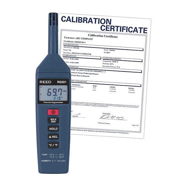 Thermo-Hygrometer, -4 to 140Â°F (-20 to 60Â°C), 0-100%RH with NIST Calibration Certificate