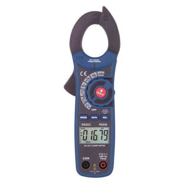 True RMS AC/DC Clamp Meter with Temperature and Non-Contact Voltage Detector, 500A