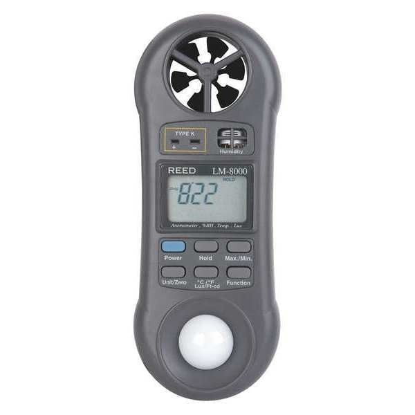 6-in-1 Multi-Function Environmental Meter (Air velocity/temperature, Ambient Temperature, Humidity, Contact Temperature and Light)