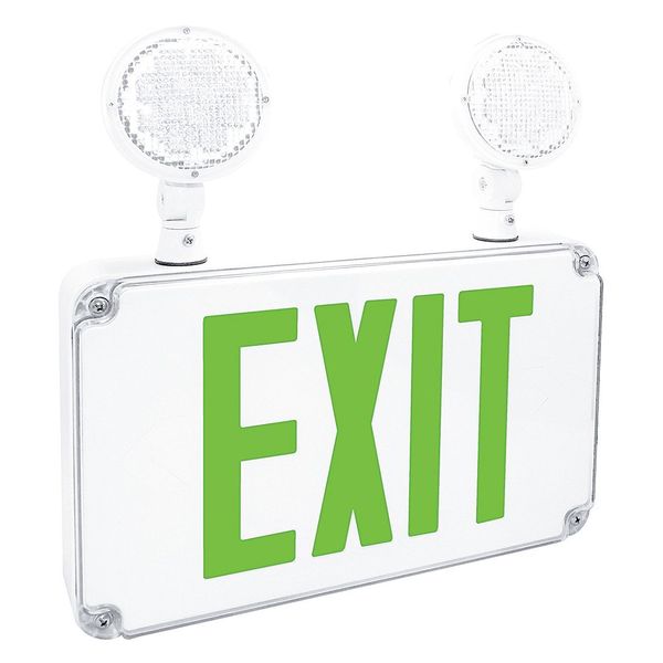 LED Emergency Combo Unit, Slim Wet, Green