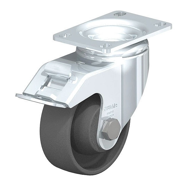 Swivel Plate Caster, Gy Nyln, 3-1/2