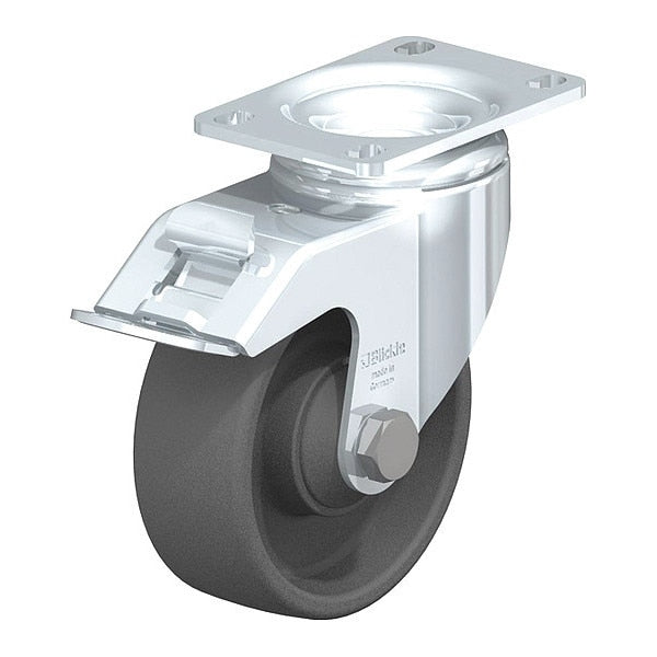 Swivel Plate Caster, Gry Nylon, 4