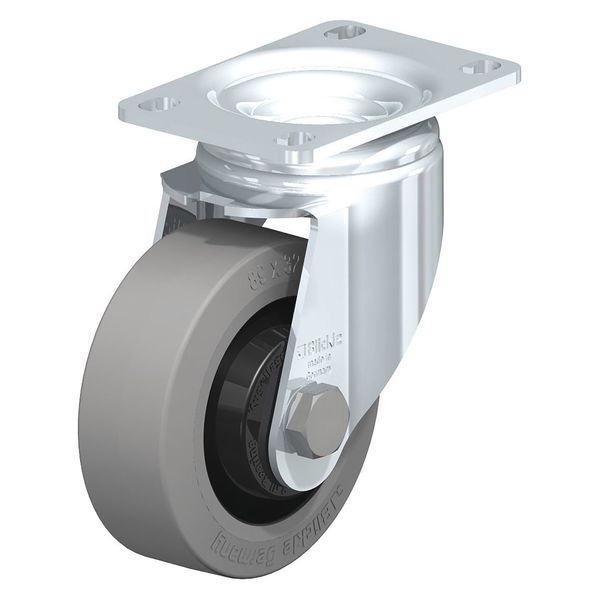 Swivel Plate Caster, Solid Rbr, 5