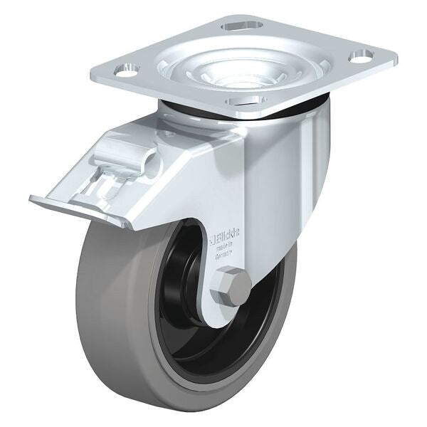 Swivel Plate Caster, Solid Rubbr, 8
