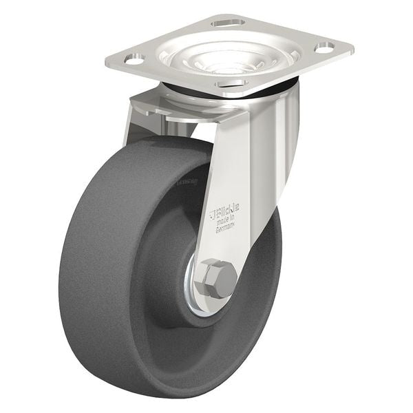 Swivel Plate Caster, Gry Nylon, 6