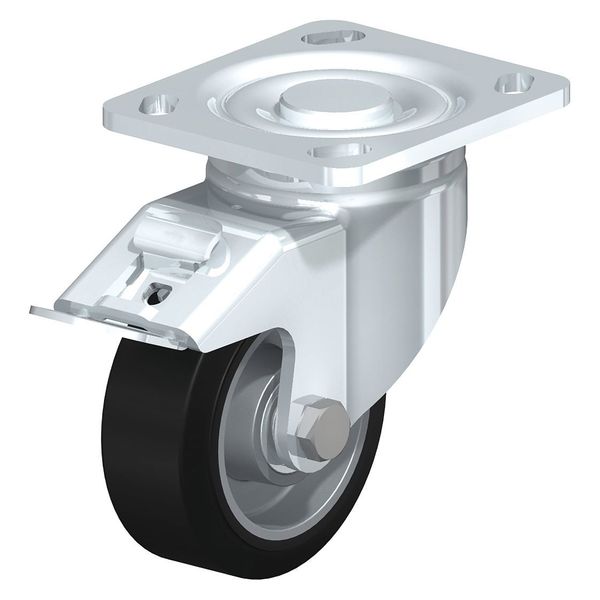 Swivel Plate Caster, Solid Rubbr, 4
