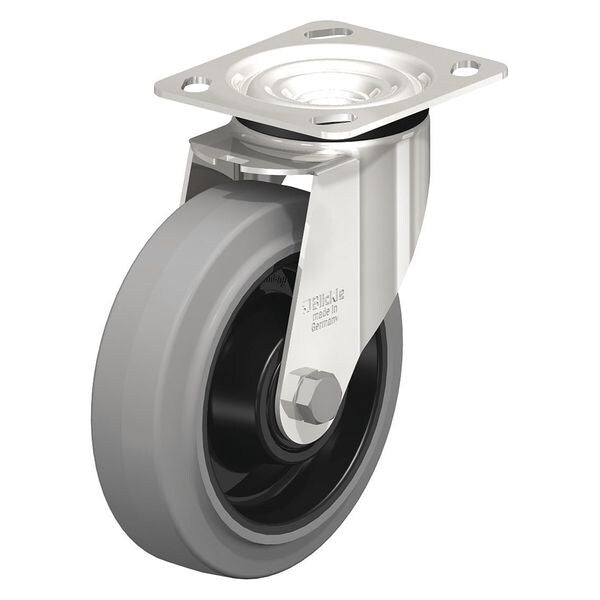Swivel Plate Caster, Solid Rbr, 8