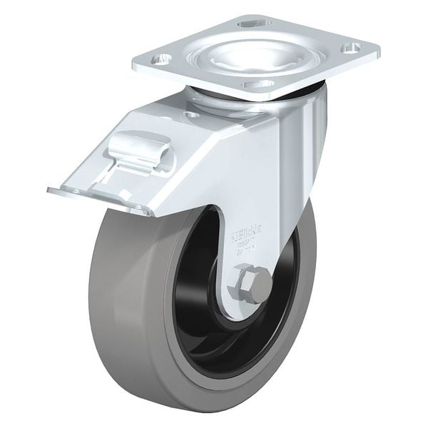 Swivel Plate Caster, Solid Rbbr, 8