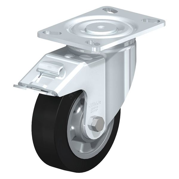 Swivel Plate Caster, Solid Rubbr, 8