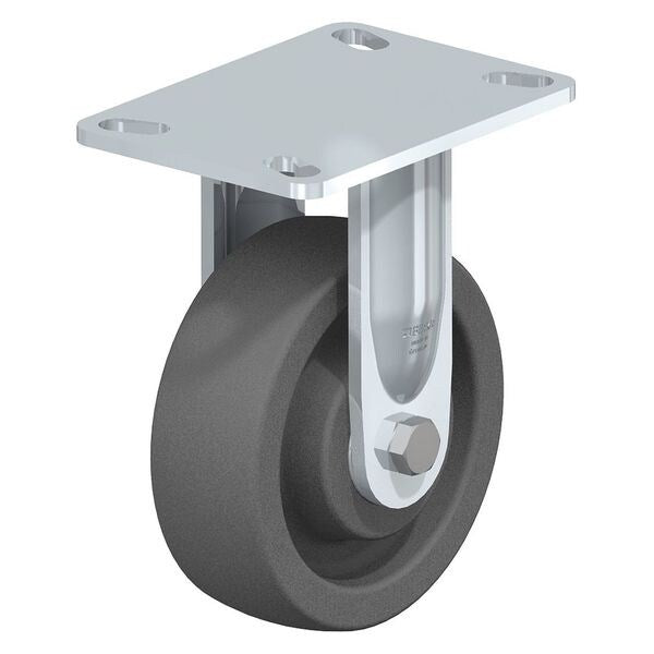 Rigid Plate Caster, Gry Nylon, 6