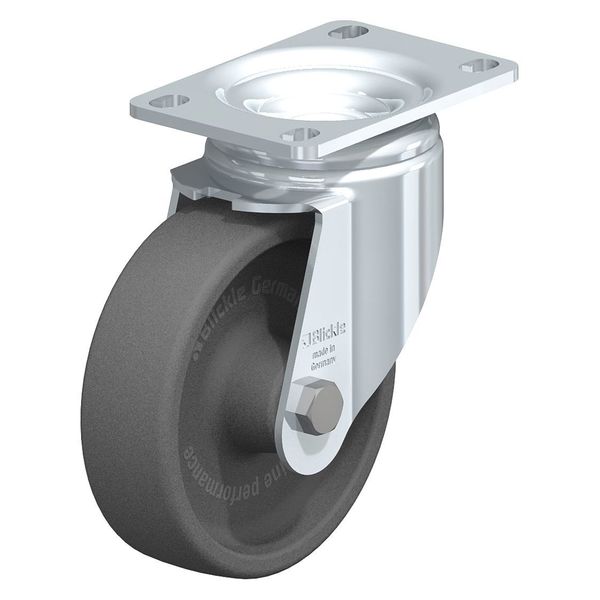 Swivel Plate Caster, Glss Nyln, 4