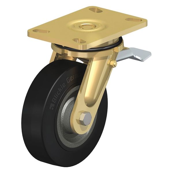 Swivel Plate Caster, Solid Rubbr, 8