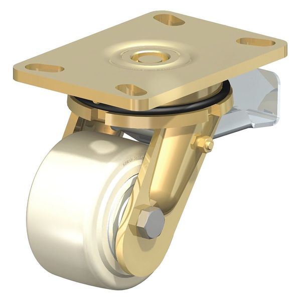Swivel Plate Caster, Wht Nylon, 4