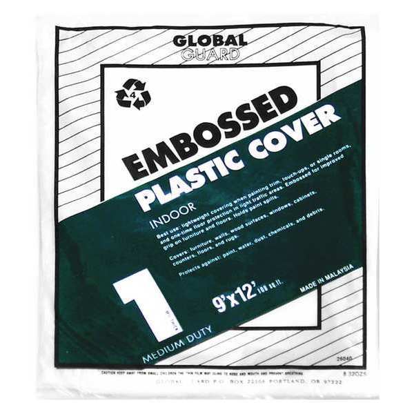Plastic Drop Cloth, 2Mil Thick, 9ft x 12ft