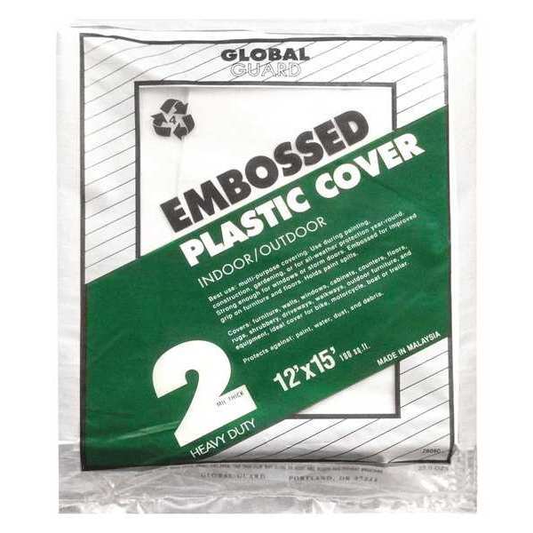 Drop Cloth, Plstc, Embossed, 12x15 ft., PK24