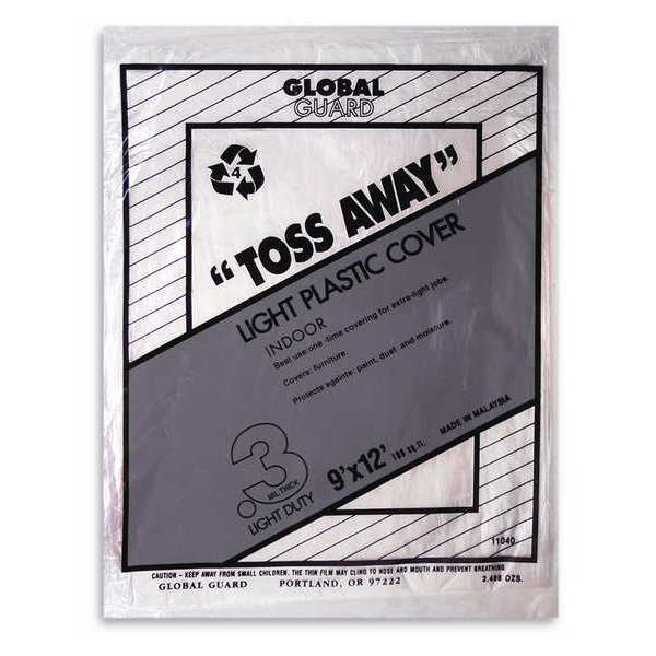 Drop Cloth, Clear, 0.30 mil, 9x12 ft., PK72