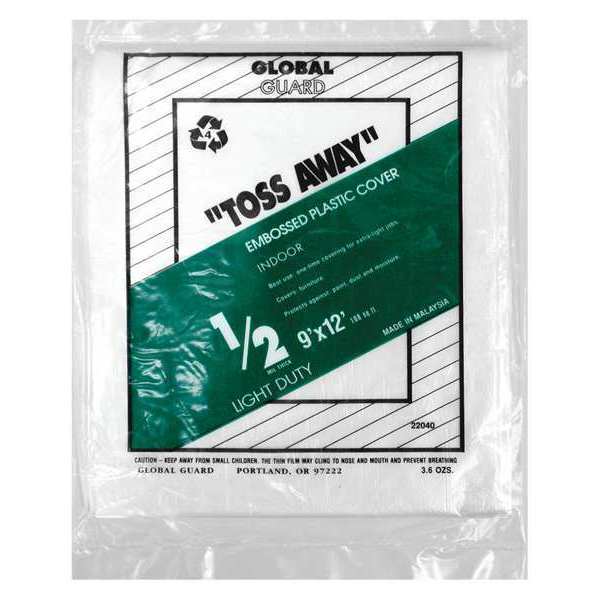 Drop Cloth, Plastc, Embossed, 9x12 ft., PK72