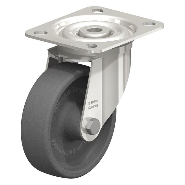 Swivel Plate Caster, Glss Nyln, 5