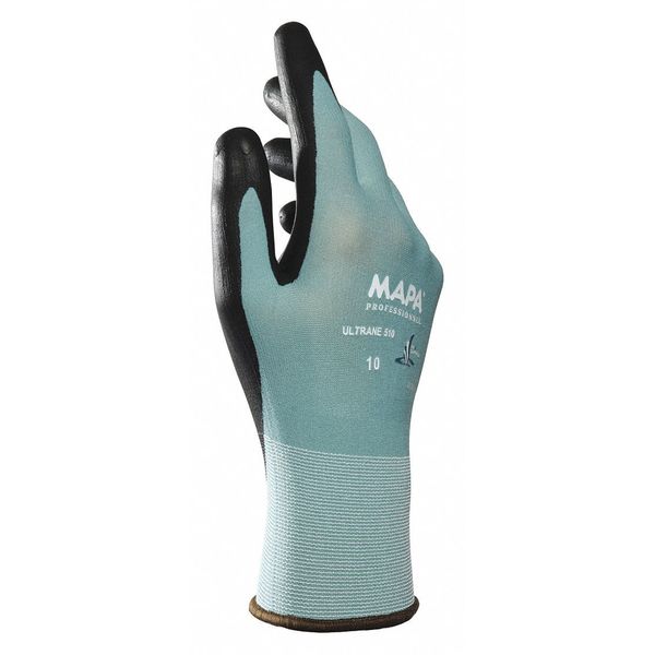 Polymer Coated Gloves, Palm Coverage, Black/Green, 6, 96PK