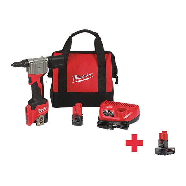 Rivet Tool, 2000 lb. Pulling Force, 12VDC