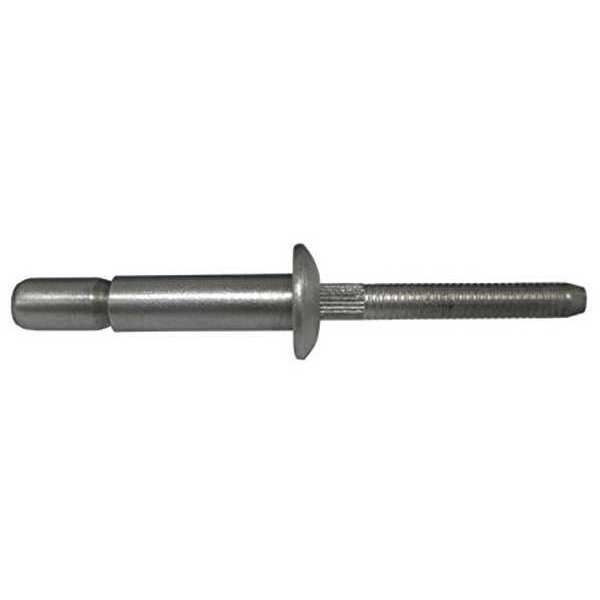 Blind Rivet, Dome Head, 0.1875 in Dia., 0.541 in L, Steel Body, 100 PK