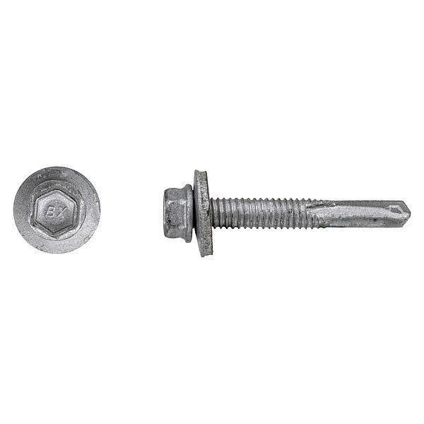 Self Drill Screw, #12 x 1 1/4 in, Climaseal Coat Steel Flange Hex Head External Hex Drive, 250 PK